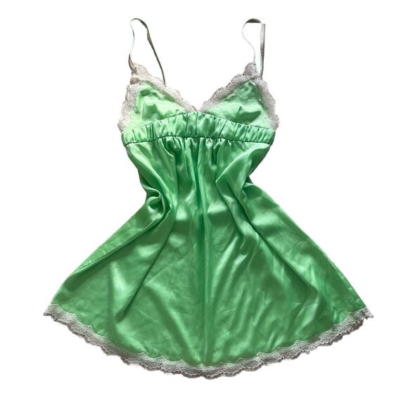 Vintage y2k Japanese Size S Green Slip Dress Negligee Green Tinkerbell Babydoll - Picture 3 of 10